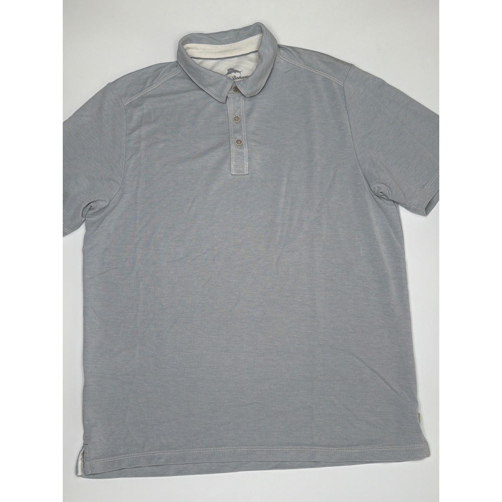 Tommy Bahama Tencel Lyocell Polo Mens Medium Grey Summer Beach Short Sleeve